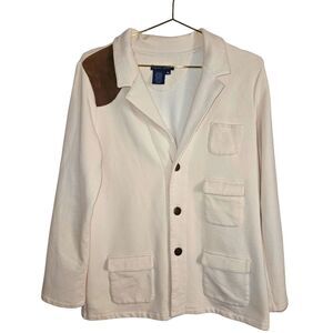 Ralph Lauren Women's Cream Suede Shoulder Military Button-down Blazer Si…